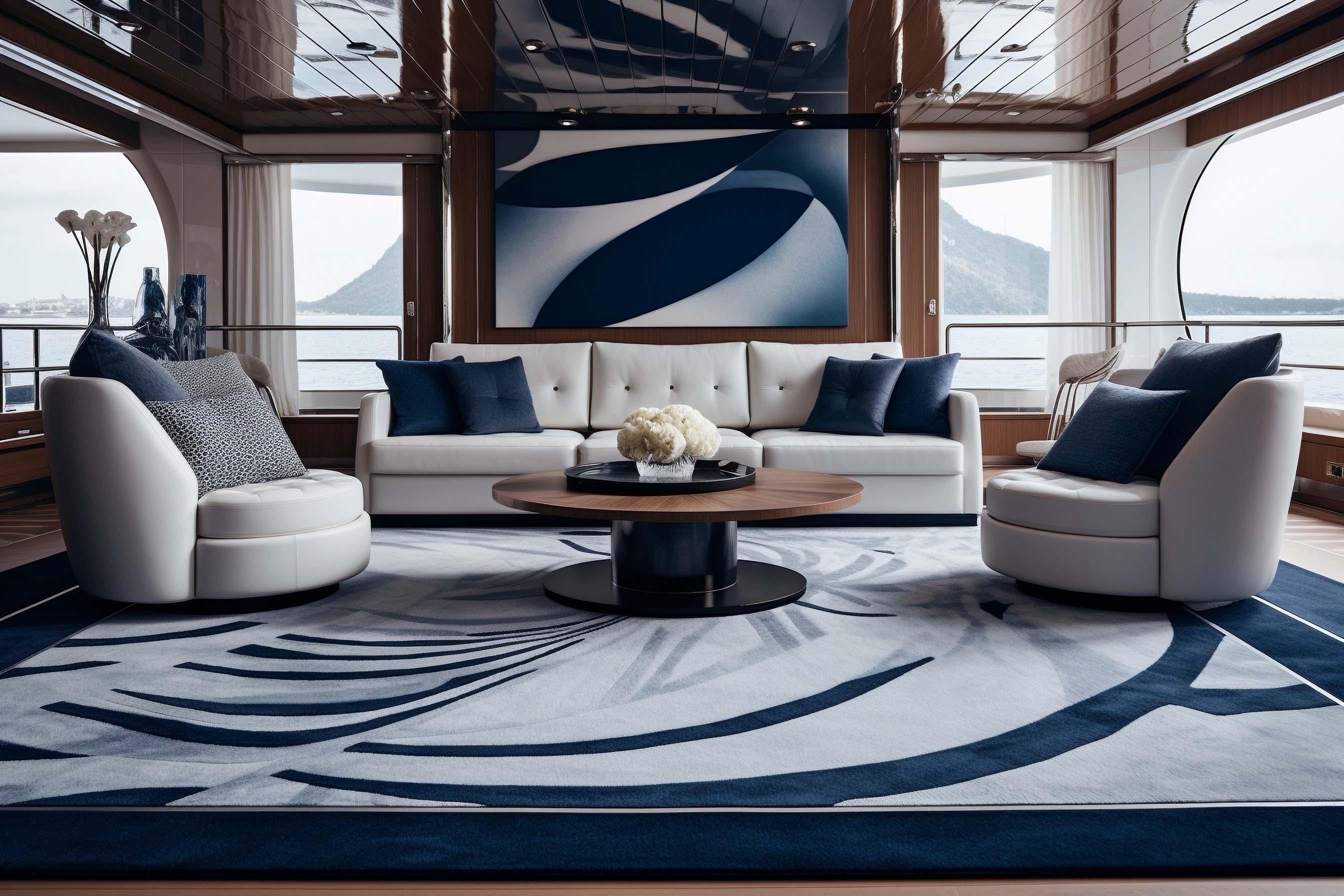 A yacht living room with couches